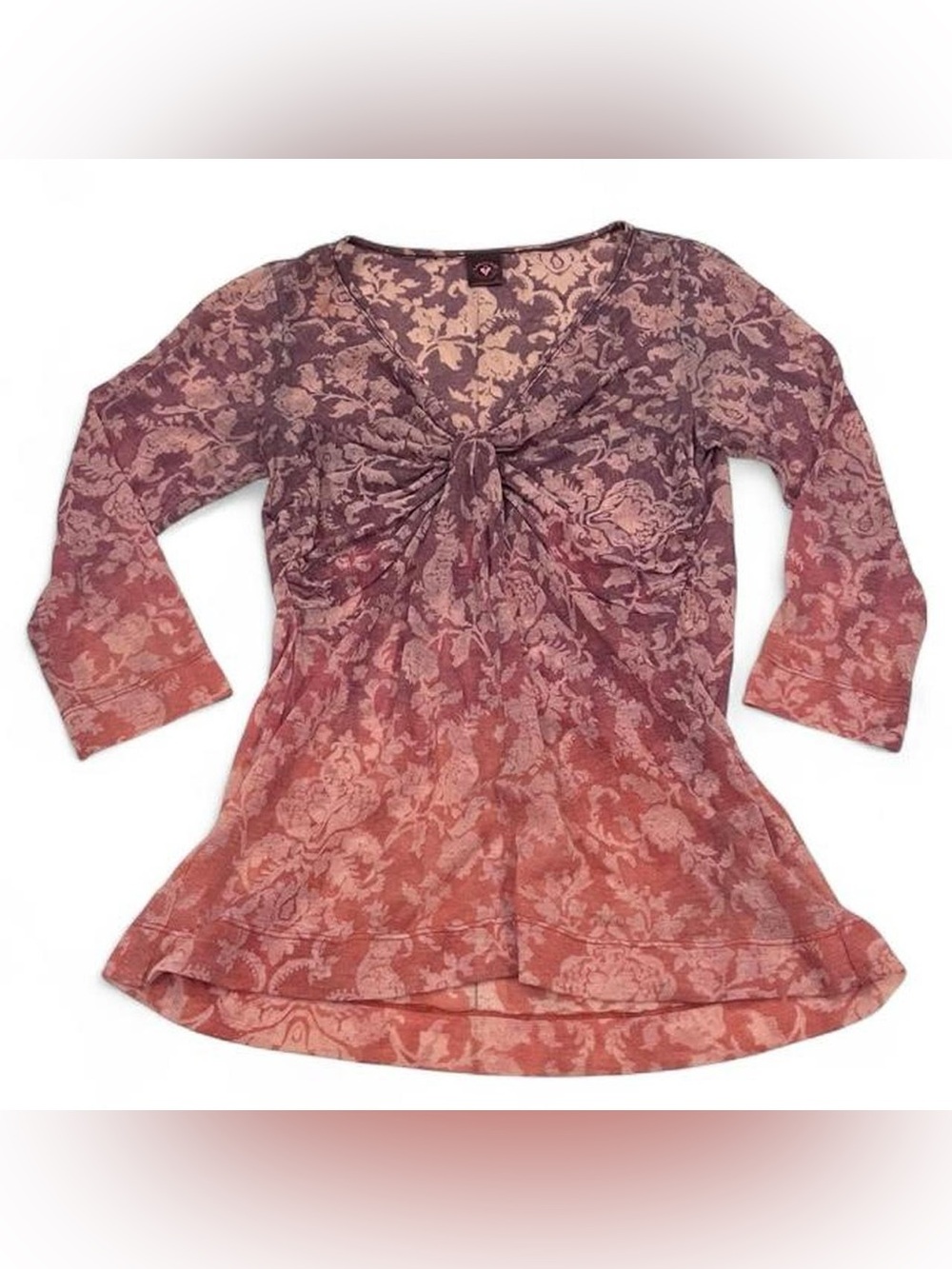 Language Los Angeles Size M Pink and Purple Floral Burnout Mesh Top